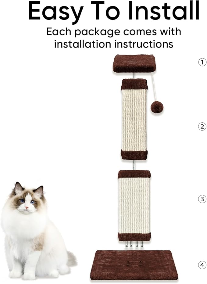 32 Tall Cat Scratching Post for Large Cats, Cat Scratcher for Indoor Cats Adults - Image 4