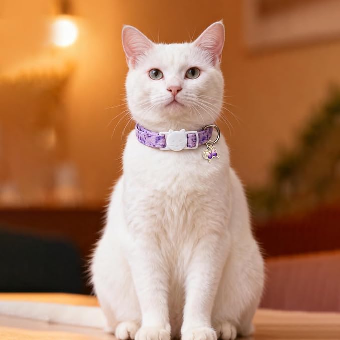 Cat Collars for Girl Cats & Boys, 2 Pack Soft Cotton Breakaway Collar - Image 2
