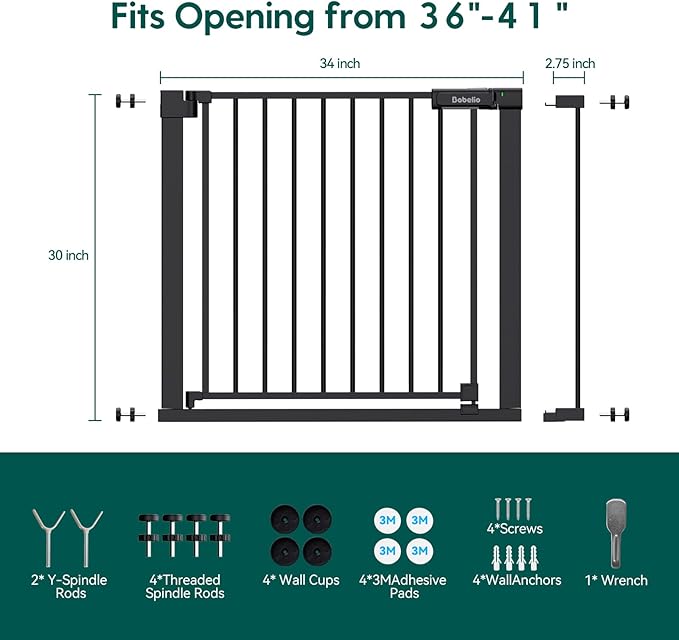 Babelio Baby Gate for Doorways and Stairs, 36-41" Pet Gate - Image 6