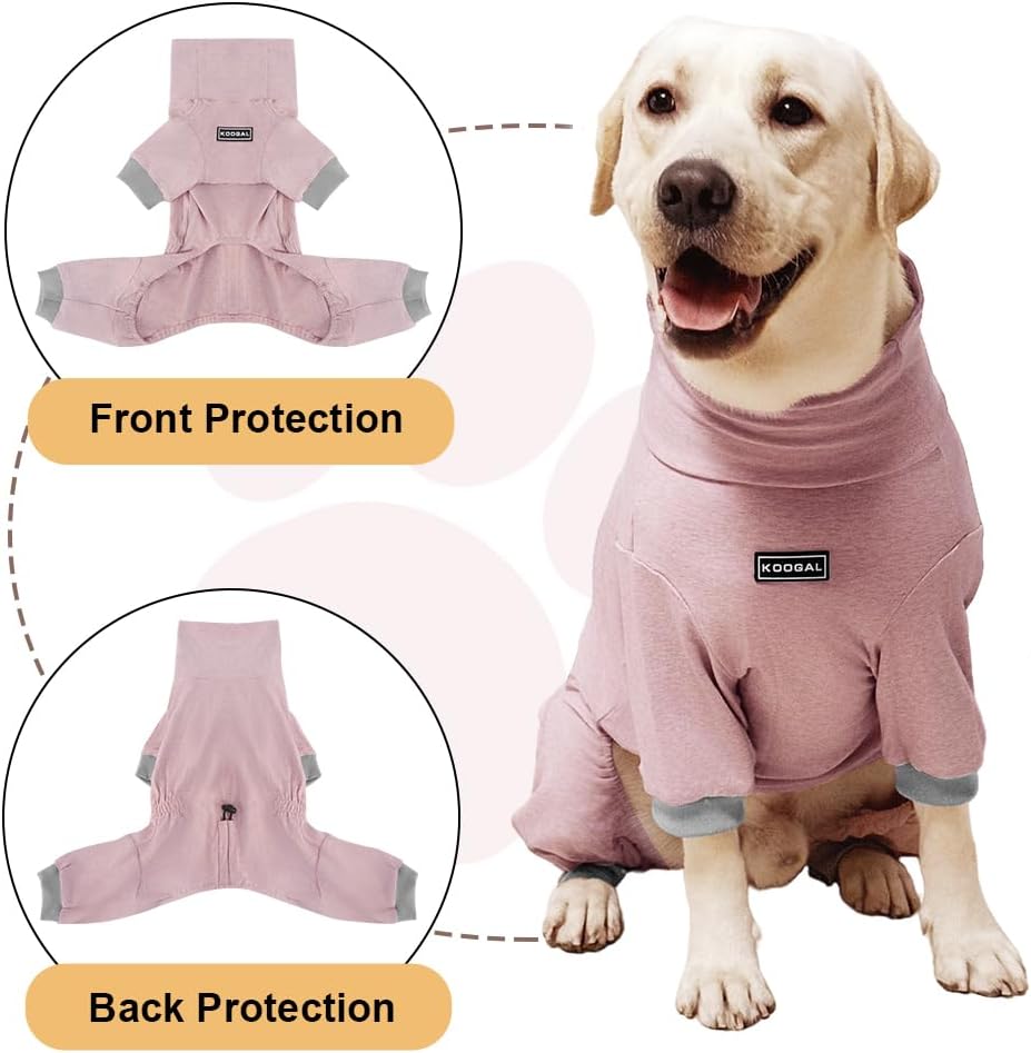 Dog Pyjamas PJS Sweater Clothes and Home Clothing Suitable for Small to Medium Breeds of Dogs, Dog Neutering Suits, Extra-Large Stretch Fabric, Four-Legged Clothes(Thin Pink, XL)
