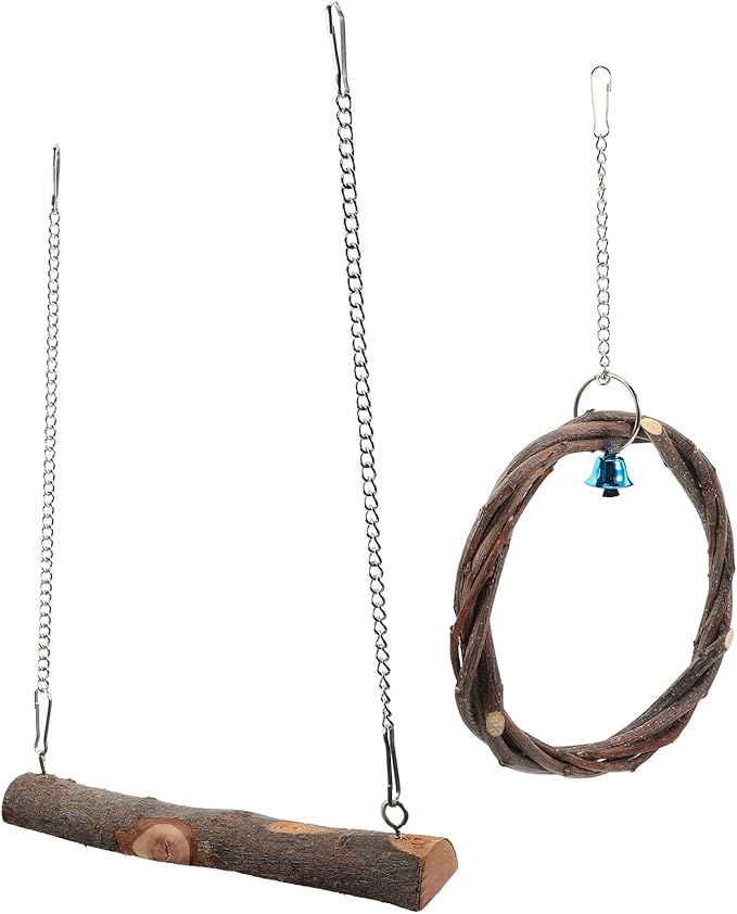 TOYANDONA Wooden Bird Swing 2pcs by TOYANDONA