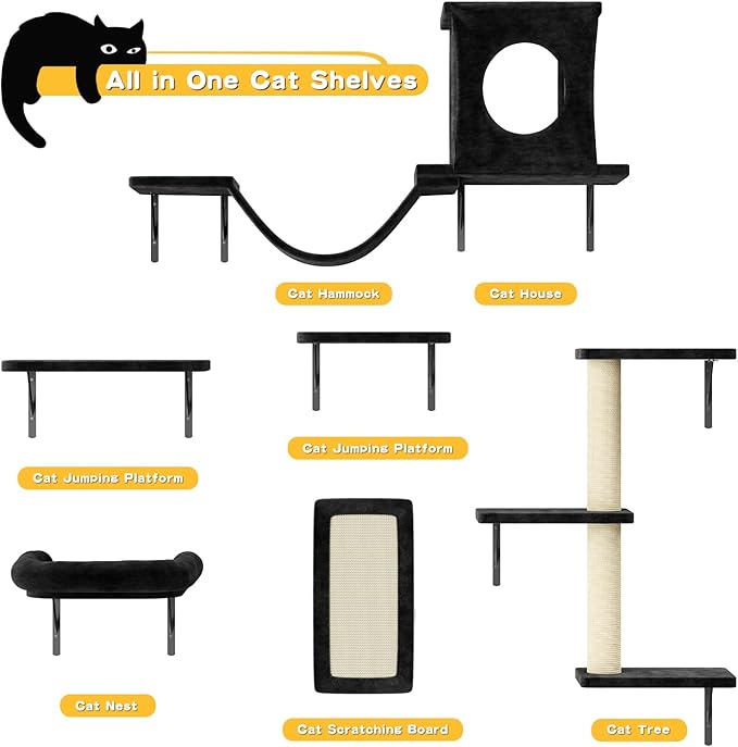12-in-1 Cat Wall Shelves, Wall Mounted Cat Climber - Image 5