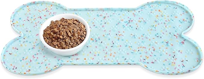 PWTAA Dog Food Mat Anti-Slip Silicone Dog Bowl Mat Thicker Pet Placemat by PWTAA