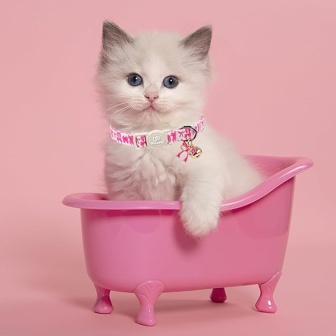 Cat Collar, Pretty Pink Kitten Collars - Image 6