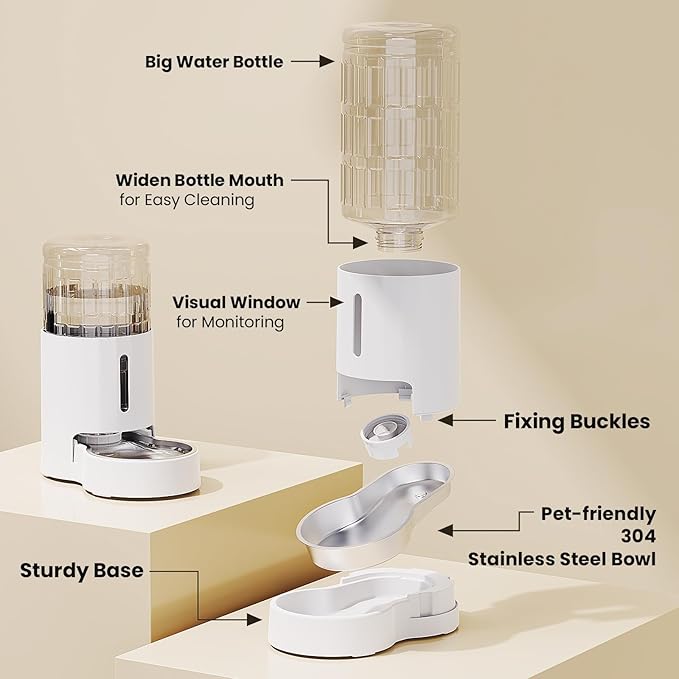 CZPET Dog Water Bowl Dispenser 4L, Wider Mouth & Upgraded Brush - Image 7