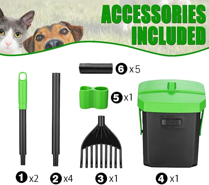 FUSBUNTY Pooper Scooper Swivel Bin & Rake - Image 8
