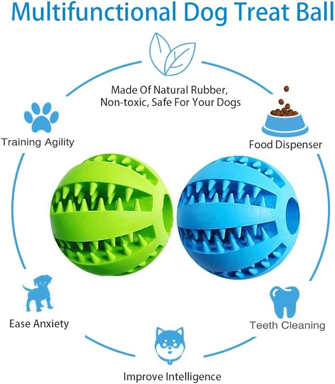 Feixun Dog Treat Toy Ball, Dog Tooth Cleaning Toy, Interactive Dog Toys 2.8" - Image 3