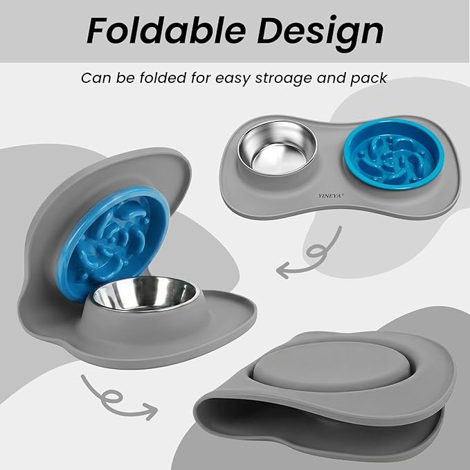 YINEYA 3 in 1 Slow Feeder Dog Bowls & Stainless Steel Food and Water Bowl - Image 7