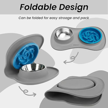 YINEYA 3 in 1 Slow Feeder Dog Bowls & Stainless Steel Food and Water Bowl - Image 7