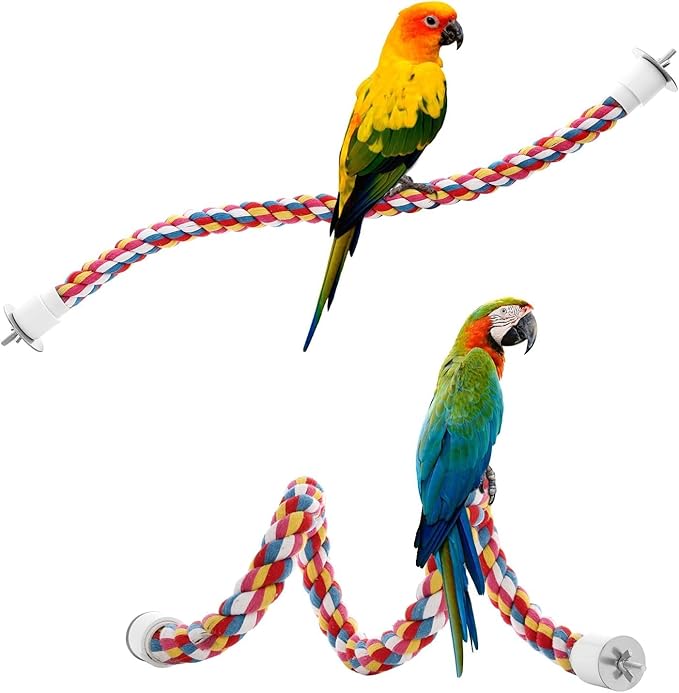 Bird Rope Perches, Parrot Toys 33 inches Rope Bungee Bird Toy - Image 4