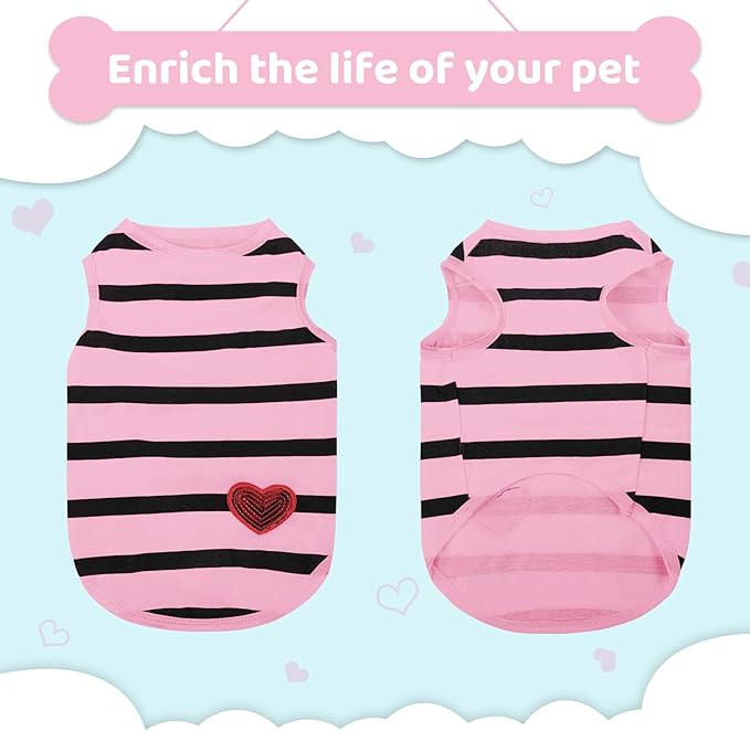 Pet Dog Striped T-Shirt Dogs Cats Cotton Vest Spring Summer Pet Apparel Tee - Image 4