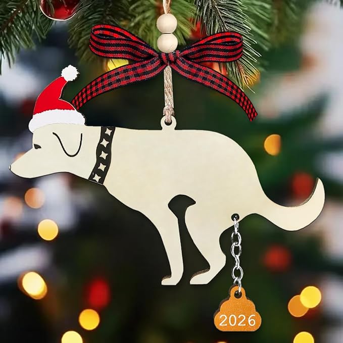 Funny Christmas Ornaments 2026, Wooden Dog Ornament - Image 3