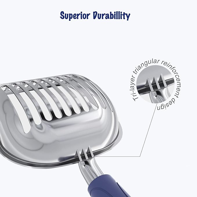 WePet Cat Litter Scoop, Aluminum Alloy Sifter, Kitty Metal Scooper, Deep Shovel - Image 3