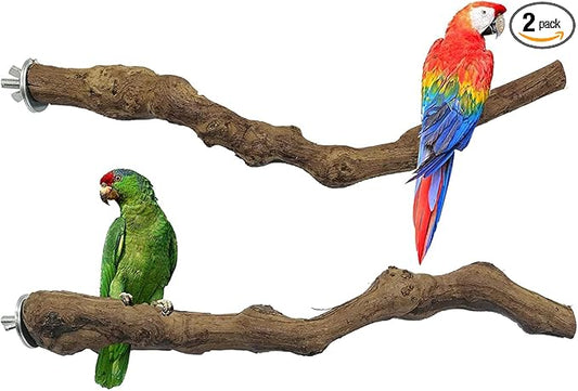2 PCS Natural Grape Stick Fork Bird Perch Bird Standing Stick Chewing Bird Toys by Allazone