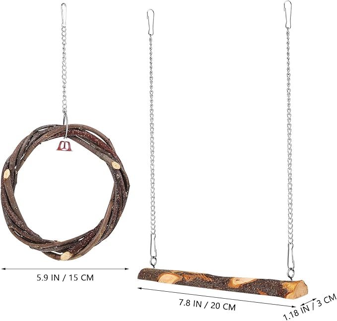 TOYANDONA Wooden Bird Swing 2pcs - Image 2