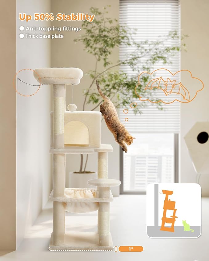 MUTTROS Cat Tree for Indoor Cats, 45.7" Multi-Level Cat Tower - Image 4