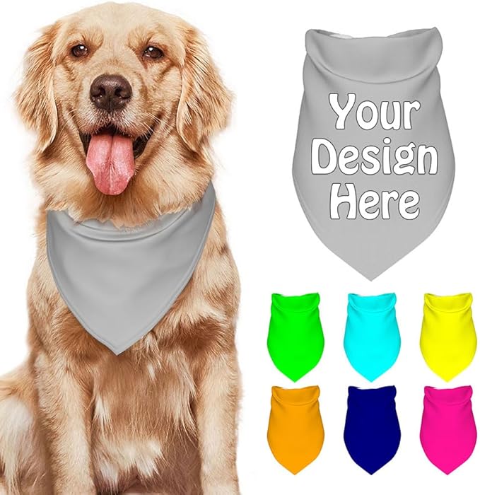 Customize Pet Scarfs Custom Dog Bandana Add Your Photo Name Text Image by VYXONIA