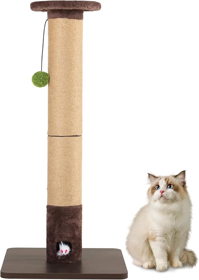 Cat Scratching Post for Indoor Cats Adults – 33.46" Tall Stylish Sisal Scratcher - Image 2