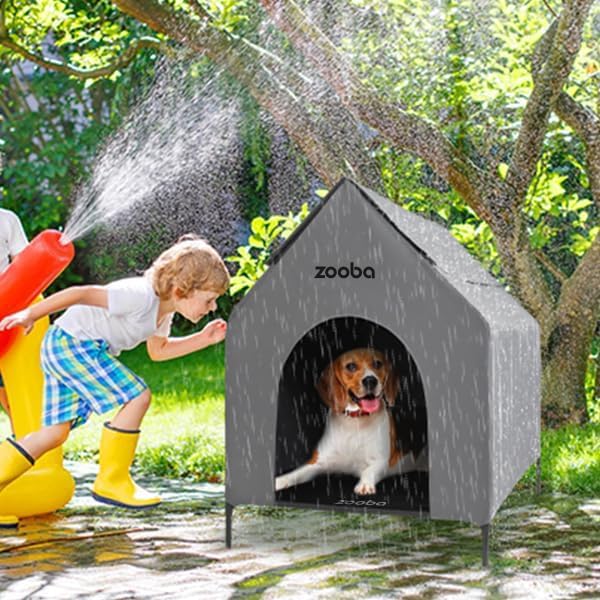Zooba 29" 2-in-1 Dog House for Medium Dogs, Elevted Dog House Outdoor/Indoor - Image 9