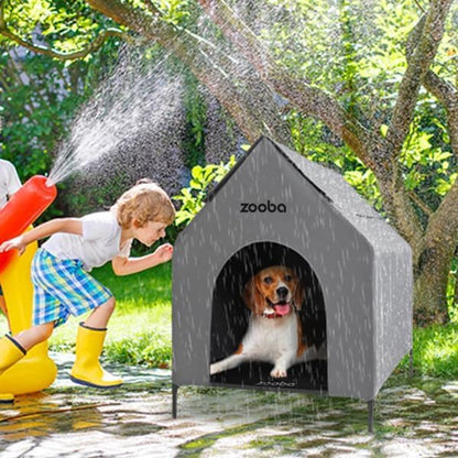 Zooba 29" 2-in-1 Dog House for Medium Dogs, Elevted Dog House Outdoor/Indoor - Image 9