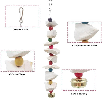 2 Pack Bird Toys with Cuttlebone, Parakeet Toys, Bird Beak Grinding Stone - Image 3