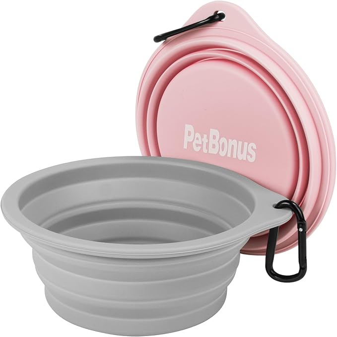 PetBonus 2-Pack Large Silicone Collapsible Dog Bowls, 34oz/1000ml BPA Free - Image 7