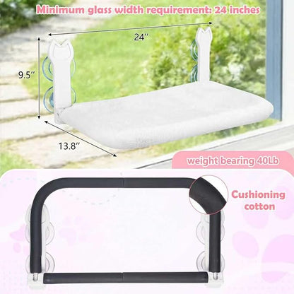 2 Pack Cat Window Perch, Cat Window Hammock Cordless Foldable Window Bed - Image 2