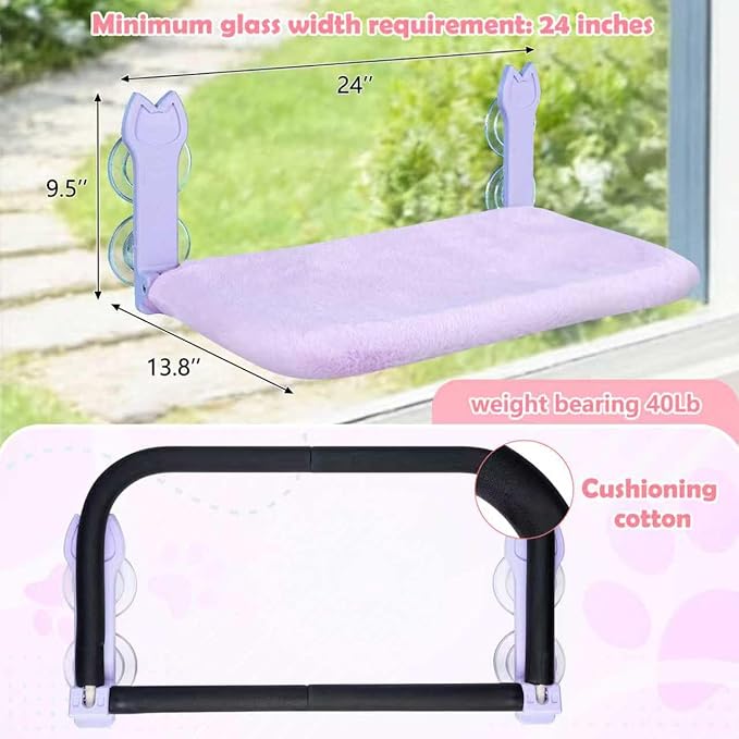 2 Pack Cat Window Perch, Cat Window Hammock Cordless Foldable Window Bed - Image 2
