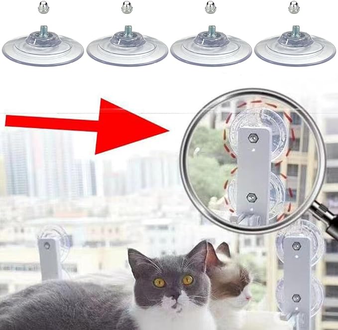 4 Pack Adhesive Cat Window Perch Suction Cups, Large Replacement Sucker Pad - Image 3