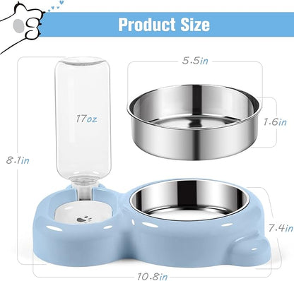 Double Dog Cat Bowls, Cat Food and Water Bowl Set - Image 5