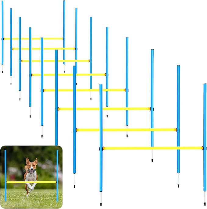 Hollowfly 8 Set Dog Agility Jump Adjustable Dog Agility Hurdle Training by Hollowfly