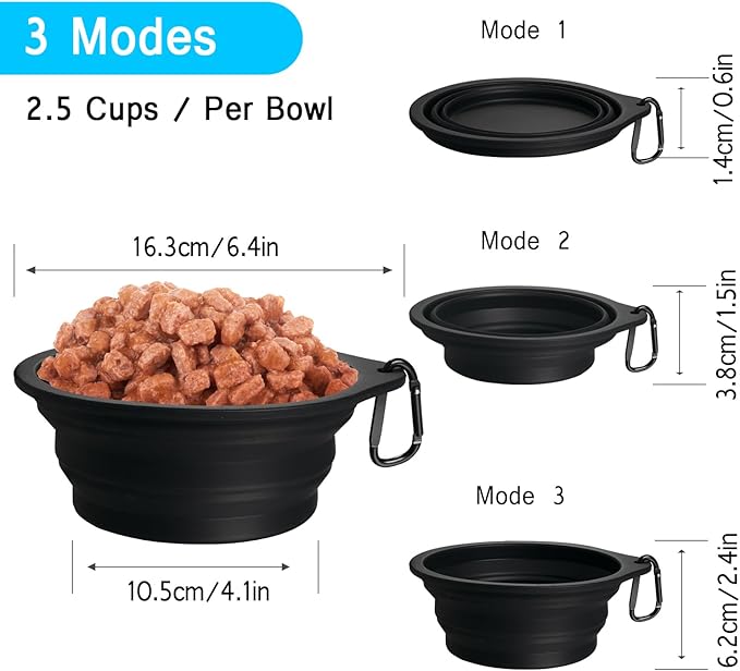 PetBonus 2-Pack Silicone Collapsible Dog Bowls, BPA Free Dishwasher Safe - Image 3