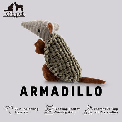 Hollypet Plush Dog Squeaky Toy Stuffed Armadillo Animal Pet Puppy Chew Toys - Image 4