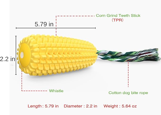 Dog Chew Toys for Aggressive Chewers, Corn Interactive Squeaky Dog Toys for - Image 4
