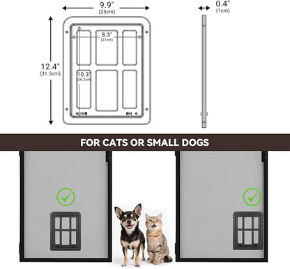 Cat Door for Screen Door with Magnetic Auto-Close, Dual Lockable Tabs Doggy - Image 5