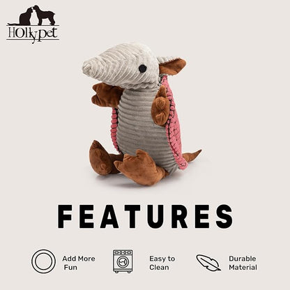 Hollypet Plush Dog Squeaky Toy Stuffed Armadillo Animal Pet Puppy Chew Toys - Image 6