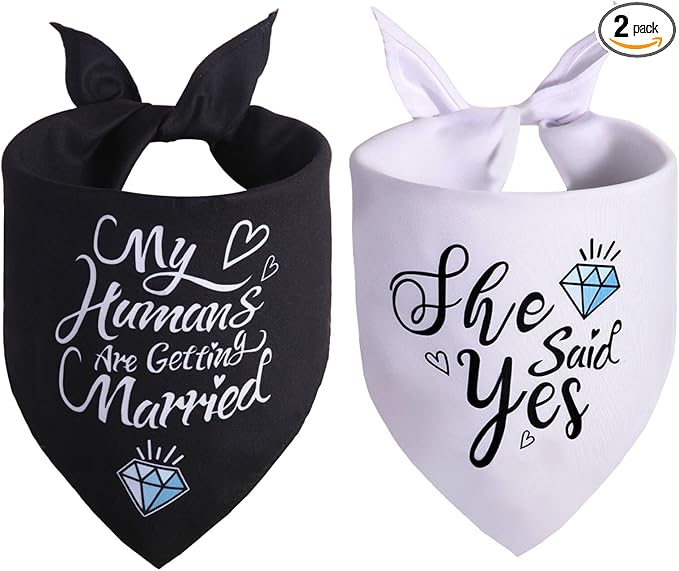 Engagement Gifts, My Humans are Getting Married She Said Yes Dog Bandana Large by Gofshy