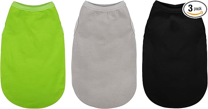 Paiaite Revamp Your Pooch's Closet: 3 Pieces Plain Sleeveless Cotton Dog Shirts by Paiaite