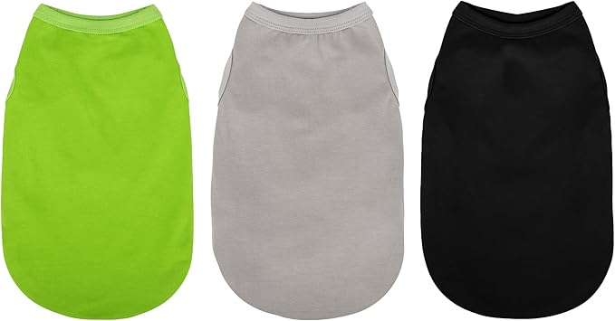 Paiaite 3 Pieces Plain Dog Shirt Sleeveless Puppy Cotton Dog Shirts Breathable by Paiaite