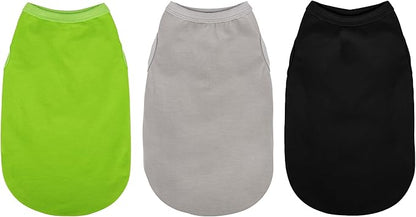 Paiaite 3 Pieces Plain Dog Shirt Sleeveless Puppy Cotton Dog Shirts Breathable by Paiaite
