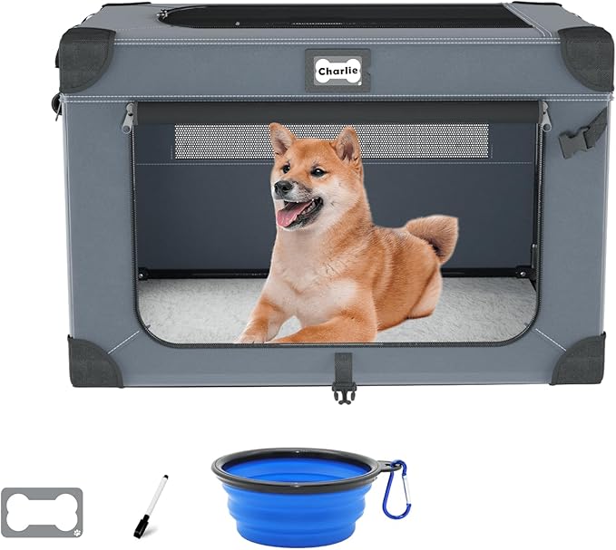 30 Inch Soft Dog Crates, Collapsible Dog Travel Crate by Unknown