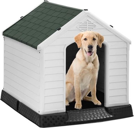 FDW Dog House Indoor Outdoor Durable Ventilate Waterproof Pet Plastic Dog House by FDW