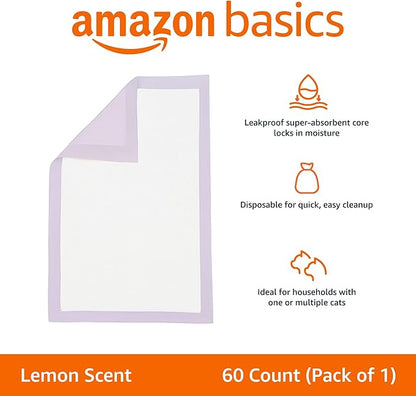 Amazon Basics Cat Pee Pads, Odor Control, Super Absorbent, Disposable, - Image 2
