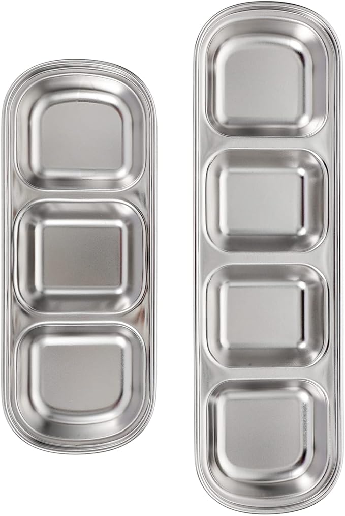 Ipetboom Compartment Pet Tray Food Bowls: 8pcs Stainless Steel Cat Bowl Divided - Image 4