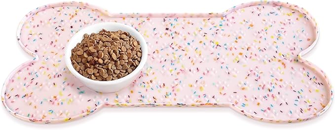 PWTAA Dog Food Mat Anti-Slip Silicone Dog Bowl Mat Thicker Pet Placemat by PWTAA