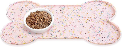 PWTAA Dog Food Mat Anti-Slip Silicone Dog Bowl Mat Thicker Pet Placemat by PWTAA