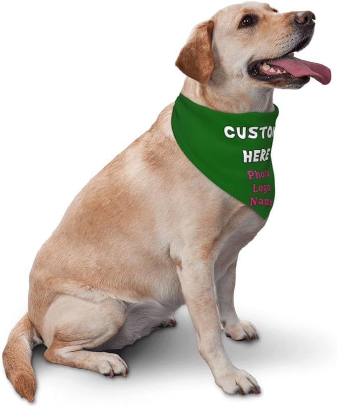 Personalized Dog Bandanas Custom Pet Scarf Add Your Own Logo Photo Text - Image 2