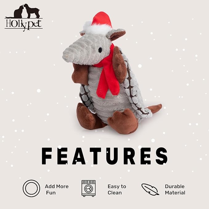Hollypet Plush Dog Squeaky Toy Stuffed Armadillo Animal Pet Puppy Chew Toys - Image 6