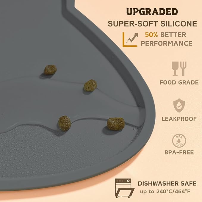 Cat Food Mat, Silicone Non Slip Dog Bowl Mat Waterproof Cat Feeding Mat Stop - Image 3