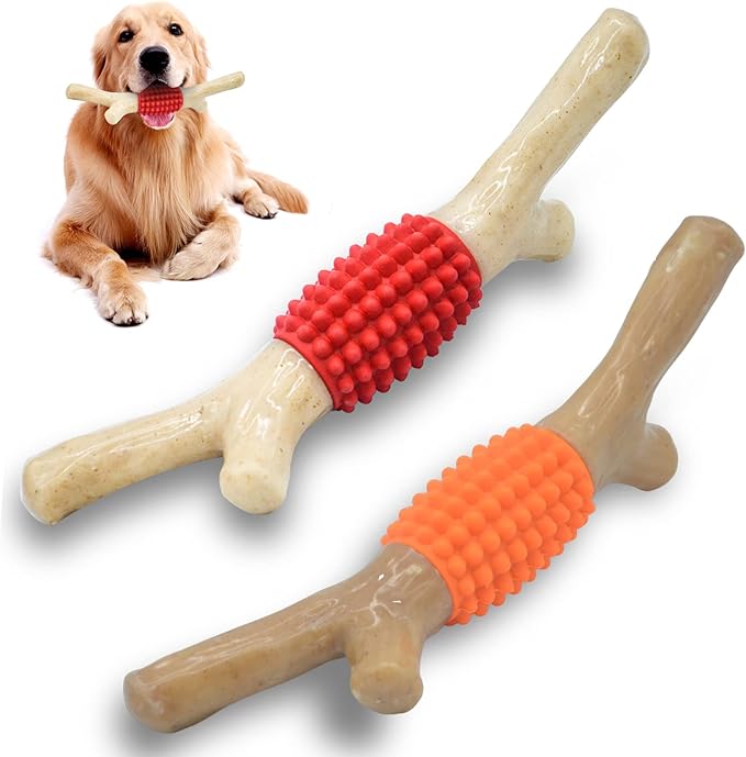 SCHITEC Dog Chew Toy for Aggressive Chewers, Tough Big Nylon & Rubber Teething by SCHITEC